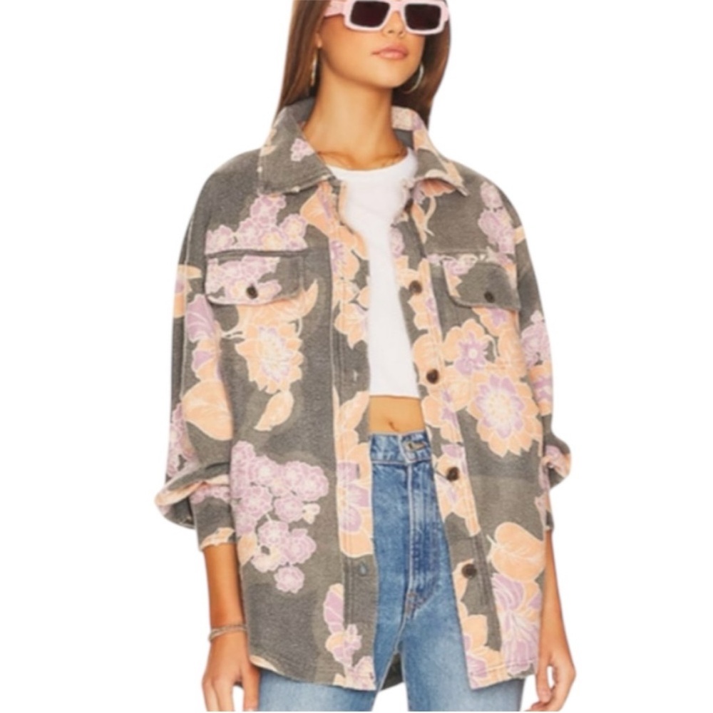 Free People Printed Ruby Jacket in Charcoal Combo, size XS - Picture 2 of 7